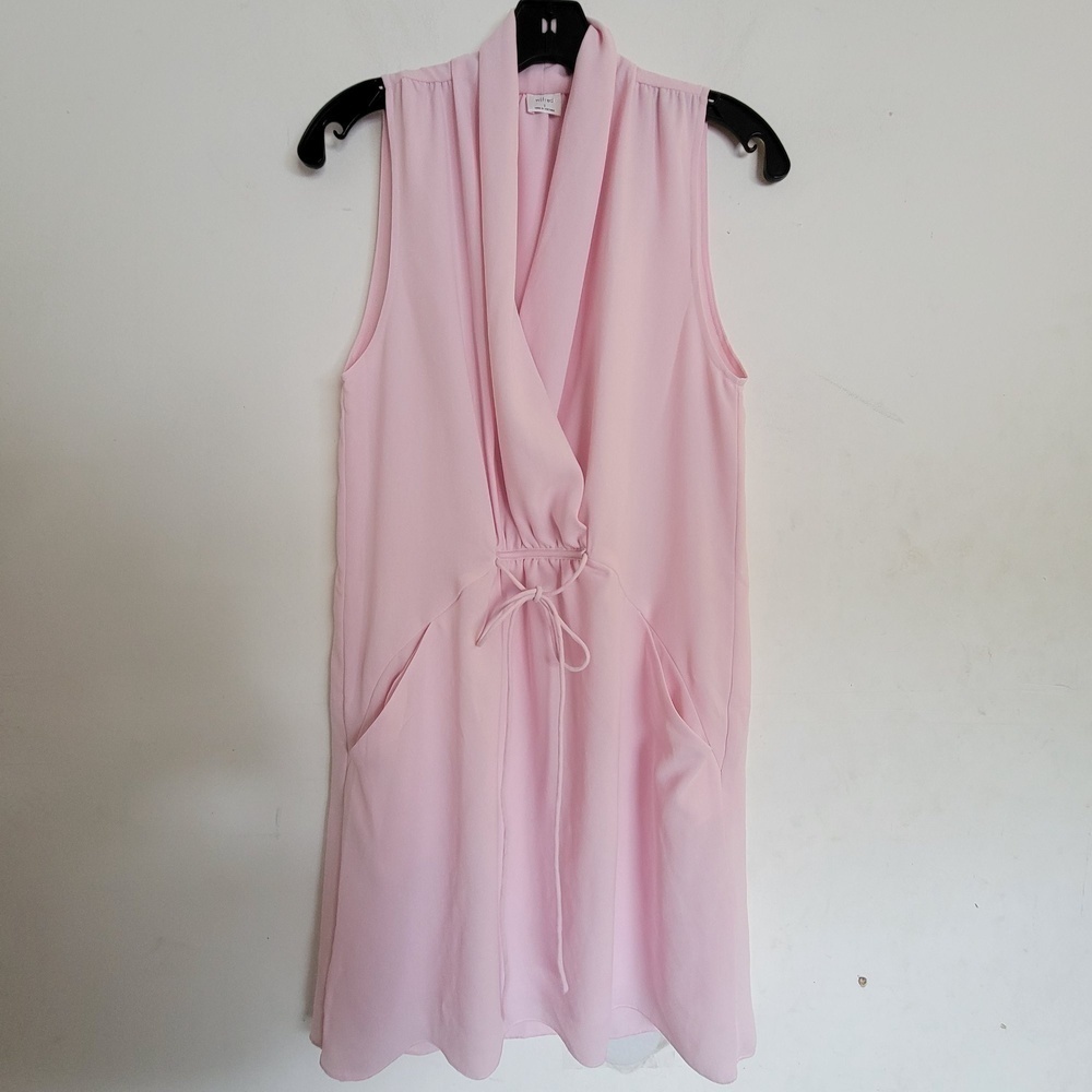 Aritzia Wilfred Pink V Neck Belted Sleeveless Sabine Dress Sheath Size Small